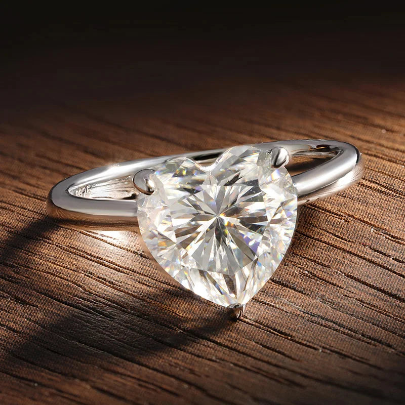 4ct Heart Moissanite Ring | S925 Silver Plated 18k Ring for Women