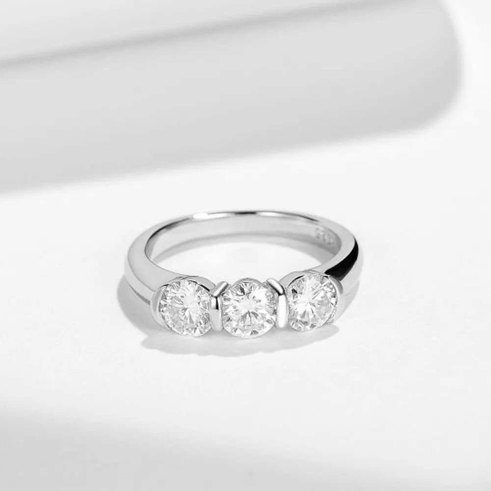 5mm Round Moissanite Ring | S925 Sterling Silver 18K White Gold Plated Ring for Women