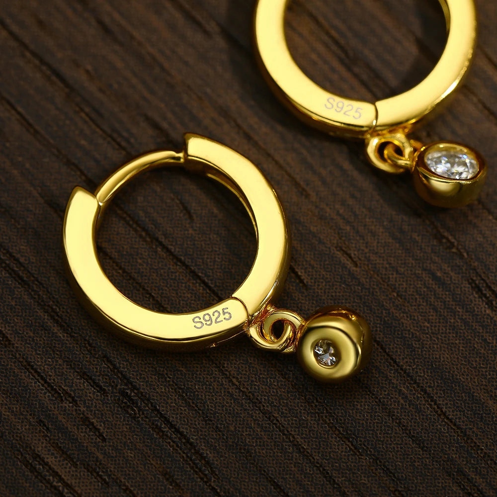 D VVS1 Round Moissanite Pendant Earrings for Women, Sparkling Fine jewelry S925 Sliver Plated White Gold Hoop Earring