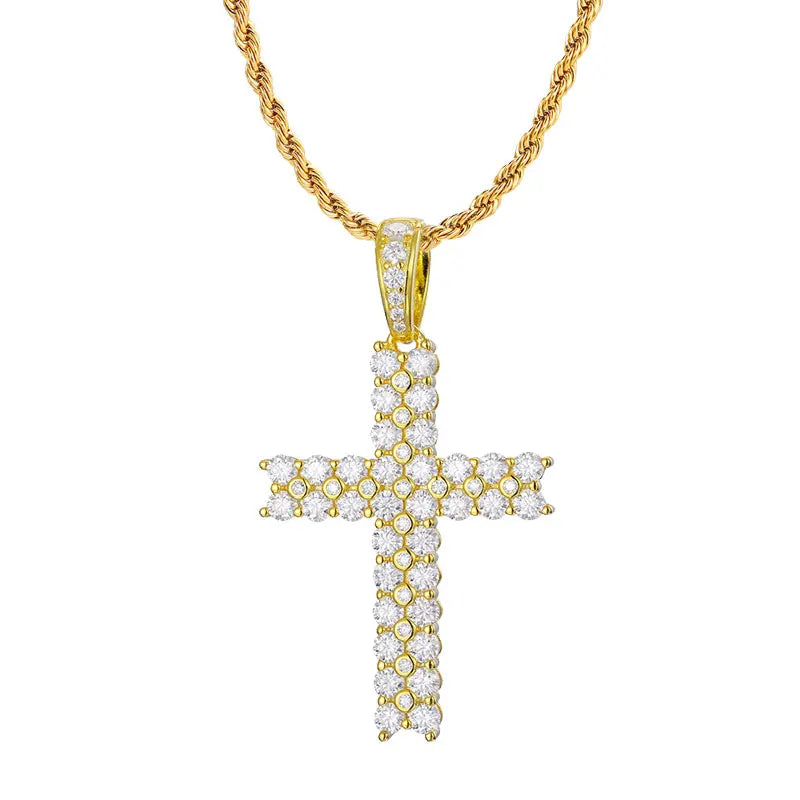 All Moissanite Cross Pendant Necklace | S925 Sliver Necklaces for Women