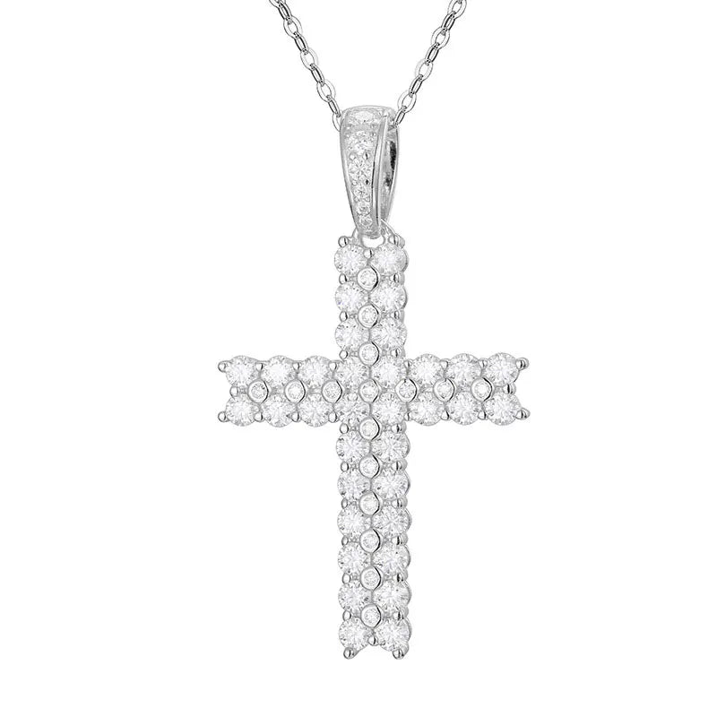 All Moissanite Cross Pendant Necklace | S925 Sliver Necklaces for Women